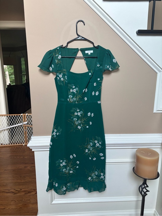 RIHOAS Dresses & Skirts - RIHOAS Emerald Green Floral Square-Neck Midi Dress